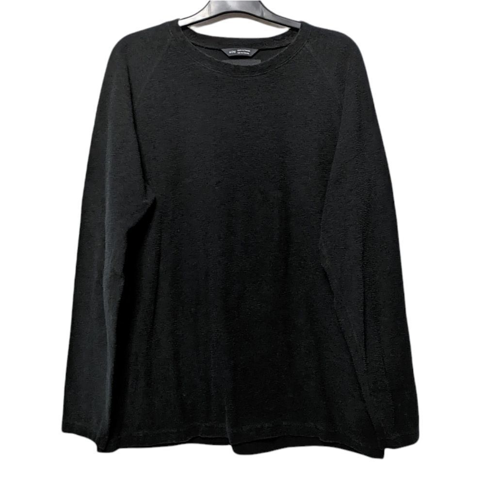 WINGS + HORNS Black Textured Cotton Long Sleeve Top XL